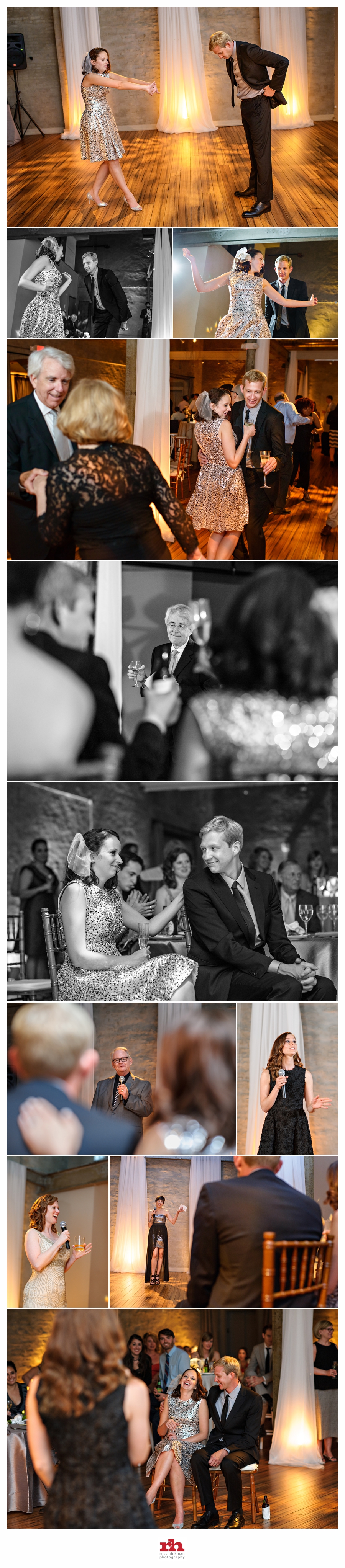 A wedding couple have their first dance at Front & Palmer in Philadelphia PA.